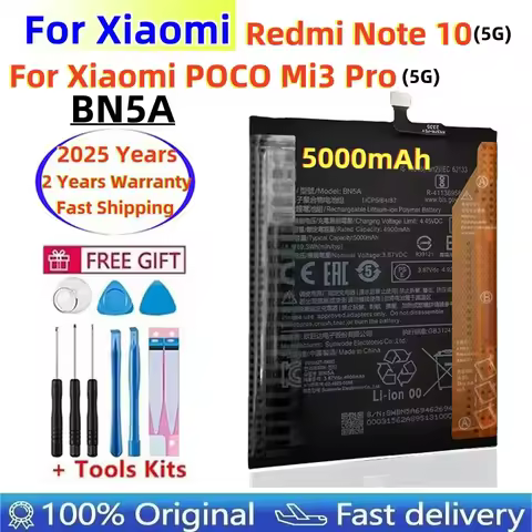 2025 Years 5000mAh BN5A 100% Original Battery For Xiaomi POCO M3 Pro M3Pro Redmi Note 10 Note10 5G M