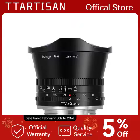 TTArtisan 7.5mm F2 APS-C Wide Angle Fisheye Lens for SONY E FUJI X Canon M Nikon Z Leica L Panasonic