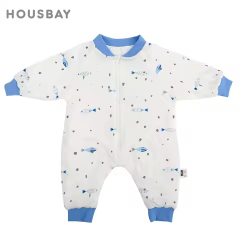 Sleeping Bag For Children 0-4 Years Spring Autumn Soft Cotton Simple Ocean Fish Printed Sleepsacks K