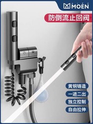 *New In Box Set* 浴室坐厠冲洗器槍灰色高壓全銅衞生間一進二出厠所水龍頭冲洗器噴槍                  *全套盒裝*