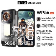 OUKITEL WP56 5G 36GB+512GB 6.8“ FHD+ 120Hz 16000mAh 1000Lumen Camp Light Handphone Android 15 Resfer
