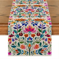 1pc Vibrant Mexican Floral Print Table Runner Colorful Floral Pattern Table Runner Home Decor 13x35.