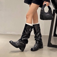 chloe.store MIDNIGHT BOOTS รองเท้าบูทยาว แบบสวม สีน้ำตาลและสีดำ 36-40