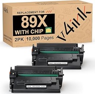v4ink 89X Black High-Yield Toner Cartridge 2 Pack (Latest Upgraded Chip) Compatible Replacement for 