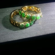 ~14 K Gold Emerald Earrings One Pair (585)