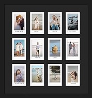 12.2x13.1 Collage Picture Frame for Polaroid 2x3 Mini Instant Prints Photo with 12 Openings, Black F