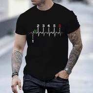 Men's Brand T-Shirt Heart-Shaped And Electrocardiogram Print 1n23456 Short-Sleeved