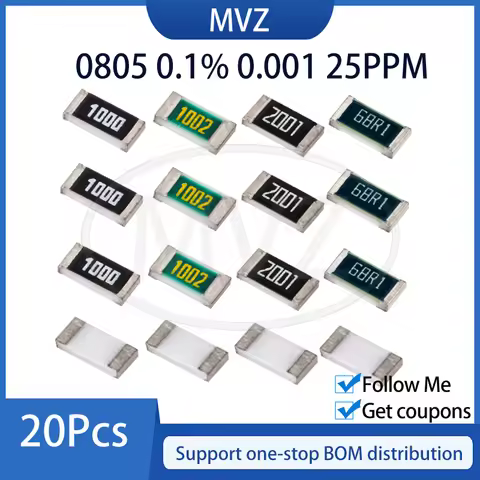 0805 0.1% 0.001 High Precision Resistors 25PPM 4.3R 4.7R 4.99R 5.1R 5.6R 6.2R 6.8R 7.5R 8.2R 9.1R 10