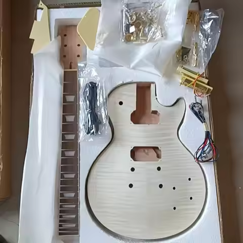 DIY 6String Electric Guitar Kit Rosewood Fingerboard Block Inlays Mahogany Free Shipping