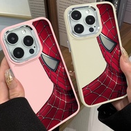 Marvel Creative Spider Man Phone Case Compatible for IPhone 11 12 13 Pro 14 15 7 8 Plus SE 2020 XR X XS Max TPU Soft Casing Metal Buttons Shockproof Large Hole Frame