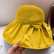 Chic Sun Hat Foldable Fishing Hat Windproof Strap Women Summer UV Protection Outdoor Cap Sun Protection