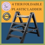 4 Tier Foldable Plastic Ladder - Toyogo Household Family Usage Easy Storage Tangga plastik