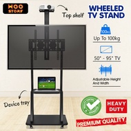 HEAVY DUTY Portable Mobile TV Cart TV Stand Trolley 50"-95" inch Floor Standing for Large TV Support