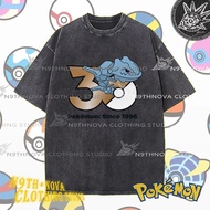 24h Shipping N9THNOVA Pokémon 30th Anniversary Pure Cotton Washed T-Shirt Unisex Street Style 5