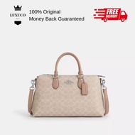 [Luxuco] Coach Georgia Satchel Bag In Signature Canvas Sand Taupe CW422