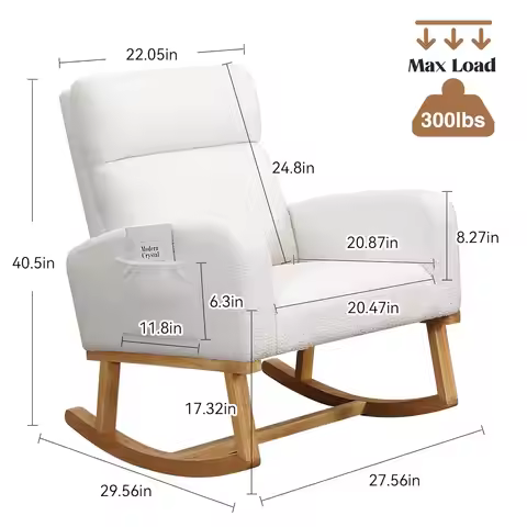 Rocking Chair Nursery, Sherpa Nursing Rocking Armchair for Mom Nursery Morden Rocker Chair with High