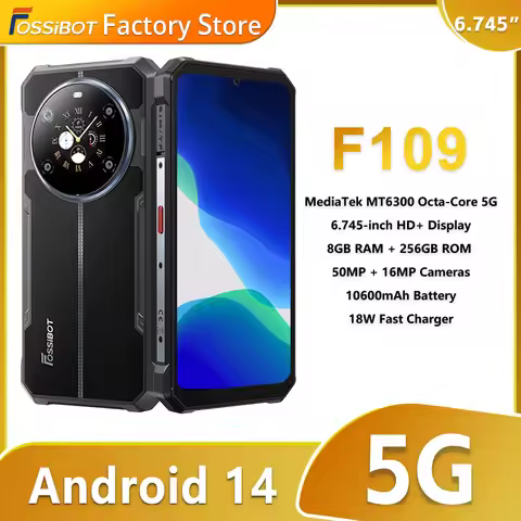 Fossibot F109 5G Rugged Phone 6.745" Android 14 8GB+256GB Mobile Phone 10600mAh 64MP NFC Smartphone