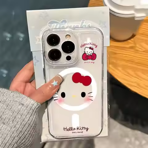 Sanrio Kitty Magnetic Wireless Charge For Magsafe Clear Case For iPhone 17 16 15 14 13 12 Mini 11 Pr