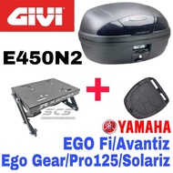 Combo Set Monorack Rapido ABS BOX GIVI E450N02 YAMAHA EGOS FI EGO GEAR 125 SOLARIZ GIVI E450N02 SPEC