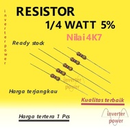 R Resistor 4K7 ohm 1/4 watt 5% pack of 10 pcs