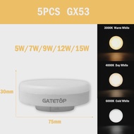 【Factory-direct】 5PCS LED Cabinet Spotlight GX53 AC85-265V 5W-15W High Lumen No Flicker Warm cold Wh