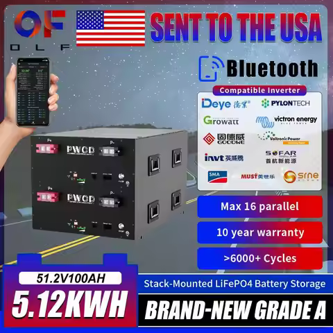 48V 51.2V 100Ah Lifepo4 Battery Pack Rechargeable 5120Wh High Capacity Lithium Iron Phosphate Cells 