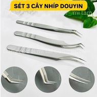 Combo of 3 Douyin Eyelash Extension Tweezers: Eyelash Extension Tweezers - Eyelash Separating Tweeze