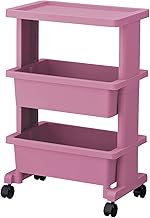 JEJ Astage Lycee Table Wagon Mini, Made in Japan, Assembly, 3 Tiers, Includes Casters, Pink Gray, Wi