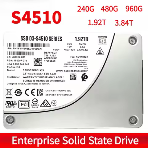 For Intel S4510 240G 480G 960G 1.92t 3.84t 2.5-inch SATA Enterprise SSD Server Internal Solid State 