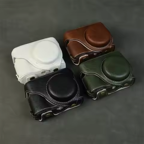 Handmade Leather Case for Panasonic Lumix TZ99 ZS99 Camera Carrying Bag with Adjustable Shoulder Str