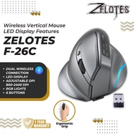 Zelotes F26C Ergonomic Wireless Vertical Gaming Mouse 2.4GHz and Bluetooth 8 button DPI up to 3200