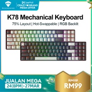 Thunderobot K78 Mechanical Keyboard RGB Backlit Hot-Swappable Wired keyboard 75% Layout 78 keys Gaming keyboard For Laptop Computer Desktop PC Red Switch/Brown Switch