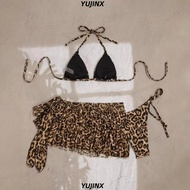 YUJINSG Women Swimsuit, Leopard Print Padded Beach Bikini,  Push Up 3-Piece Set Bikini Set Summer Re
