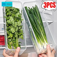 MW 1/3Pcs Rectangle Transparent Storage Box Kitchen Refrigerator Cilantro Shallots Noodle Food Stora