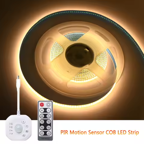 PIR Motion Sensor 12V COB LED Strip 1m 2m 3m 4m 5m Flexible Dimmable Timer Auto on/off Room Bed Ligh