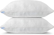 King Size Bamboo Pillow, Memory Foam Pillows for Sleeping, Adjustable Bamboo Pillow Set for Back, Stomach, Side Sleeper - Washable and Removable Case, (King (Pack of 1)