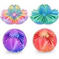 4 Pack Gear Ball Fidget Toys,3D Printed Stress Relief GearSphere Spin Cube for Adults & Kids, Anxiet