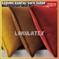 MERAH Plain Suede Sofa Cushion Cover 30x30 40x40 45x45 50x50 60x60 Yellow Brown Red Color Can Custom