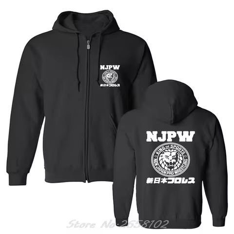 Njpw New Japan Pro Wrestling Puroresu Lion Logo Hoodie Men Pullover Fleece Hooded Jacket Sweatshirt 