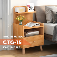 ORANGE Meja Nakas Kayu Bedside Minimalis - Meja Sisi Kayu Bedside - Meja Samping Kamar Tidur