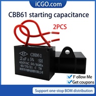 2pcs CBB61 starting capacitance AC Fan Capacitor 450V CBB Motor Run0.8UF 1UF 1.2UF 1.5UF 1.8UF 2UF 2