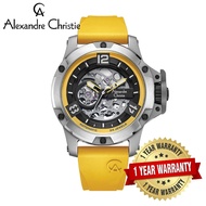 [Official Warranty] Alexandre Christie 6295MTRTPBAYL Men's Yellow Dial Silicone Strap Watch
