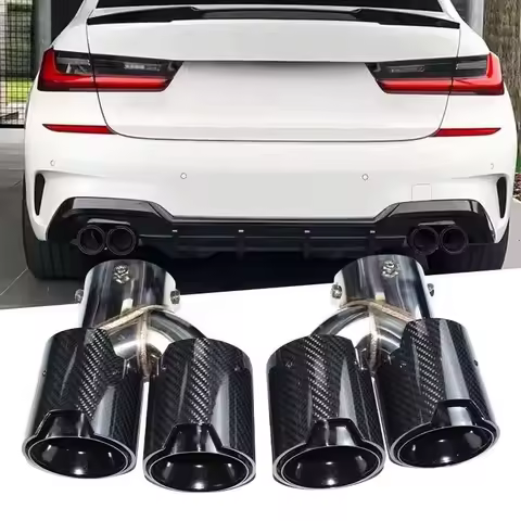 For BMW M240i Model Exhaust Tip Black 4-Outlet Carbon Fiber Tailpipe For G20 G21 G23 G42 Exhaust Pip