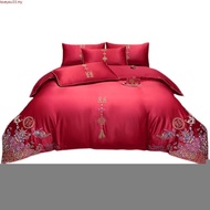 Chinese Wedding Marriage bedsheet set Red color bedsheet fitted sheet set Single/queen/king Cadar du