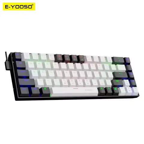 E-YOOSO Z686 USB Mini Slim Mechanical Gaming Wired Keyboard Red Switch 68Keys Russian Brazilian Port