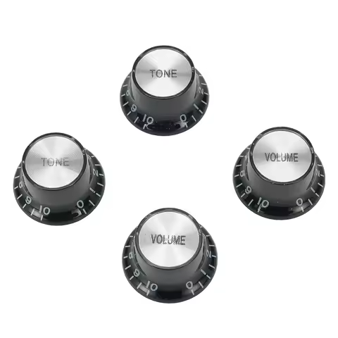 Guitar 2 Tone 2 Volume Control Knobs Silver Top Hat Bell For Gibson Les Paul SG Aluminum Acrylic Han