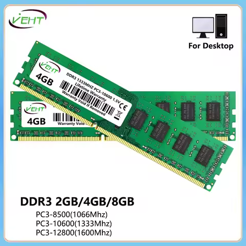 VEHT DDR3 2GB 4GB 8GB Desktop Memory Ram PC3 1066 1333 1600Mhz 1.5V 240Pin 8500 10600 12800 Non-ECC 
