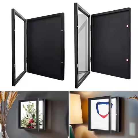 Wood T Shirt Display Frame Wall Mounted Jerseys Storage Box 13x13inch Multifunctional Shadow Box Fra