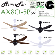 Alpha Fan AX80-5B 56 40 Inches DC Motor 5 ABS Blade Last Memory Silent Operation 8R+8F Speed Remote 