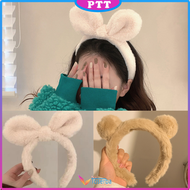 Bando Karakter Telinga Beruang Bear Telinga Kucing Bandana Pom-Pom Bulu Gaya Korea Kekinian Aksesori